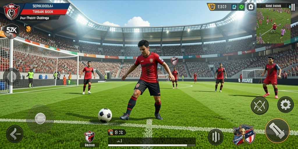 Tangkapan layar utama 5ZK dengan gameplay sepak bola yang menegangkan.