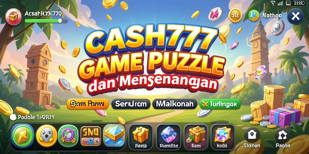Screenshot utama dari <strong>CASH777</strong> menampilkan gameplay puzzle yang seru.
