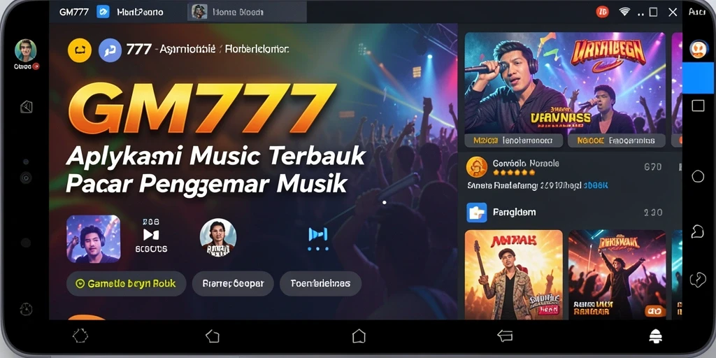 Screenshot gameplay GM777 menampilkan antarmuka dengan berbagai pilihan lagu.