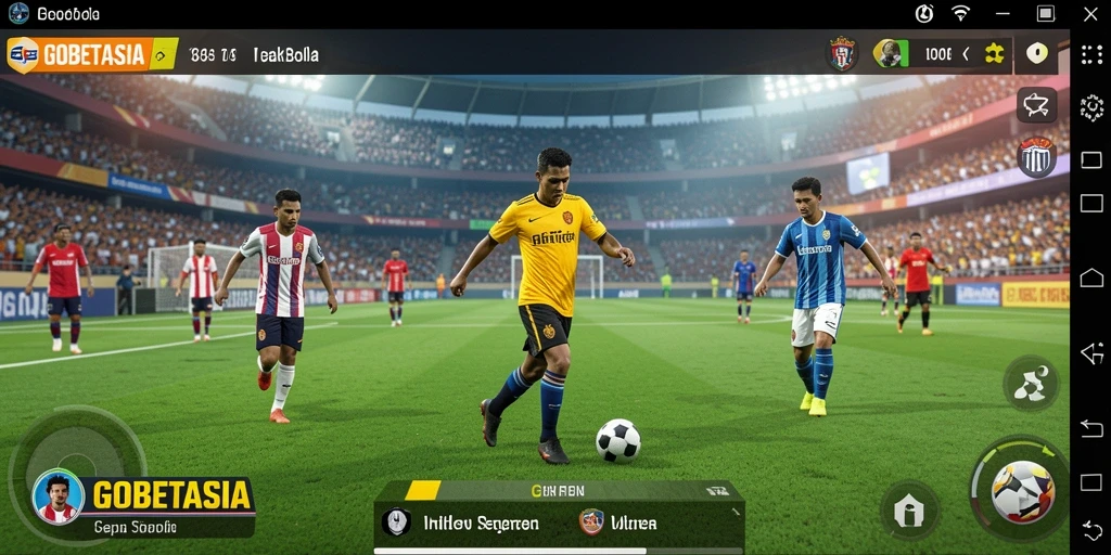 Gameplay seru dari GOBETASIA yang menampilkan aksi sepak bola nyata.