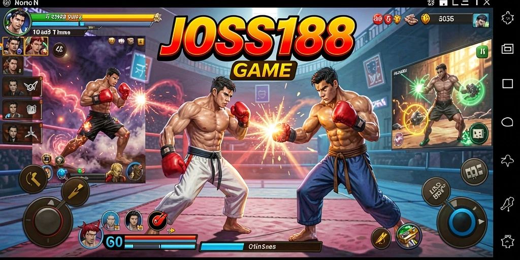 Tampilan menarik dari gameplay pertarungan di JOSS188 dengan karakter beragam.