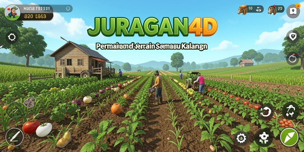 Tampilan gameplay JURAGAN4D dengan aktivitas bertani yang menyenangkan.