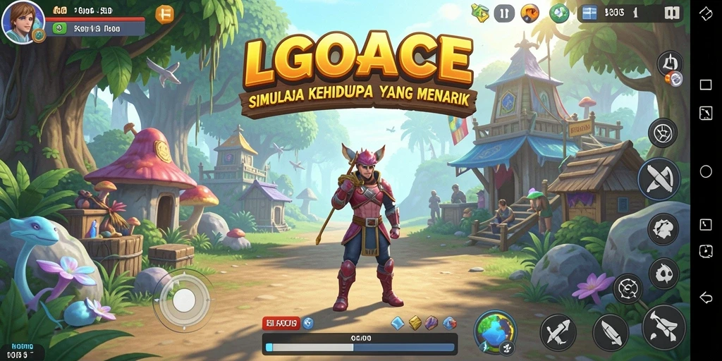 Screenshot utama LGOACE menampilkan dunia simulasi yang menarik dan interaktif.