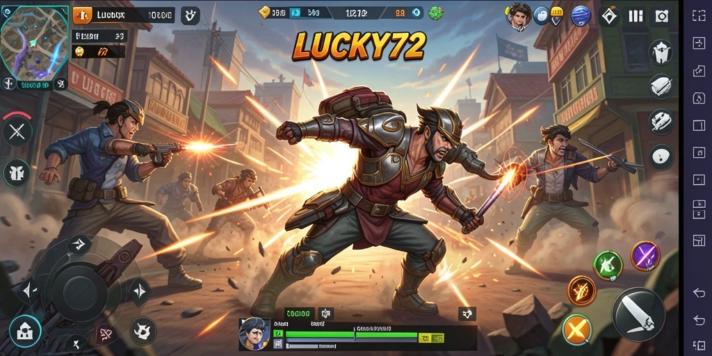 Tangkapan layar utama dari gameplay LUCKY72 yang penuh aksi.