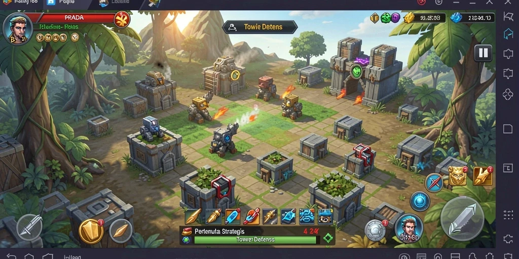 Tampilan gameplay menegangkan dalam PRADA188 dengan strategi Tower Defense.