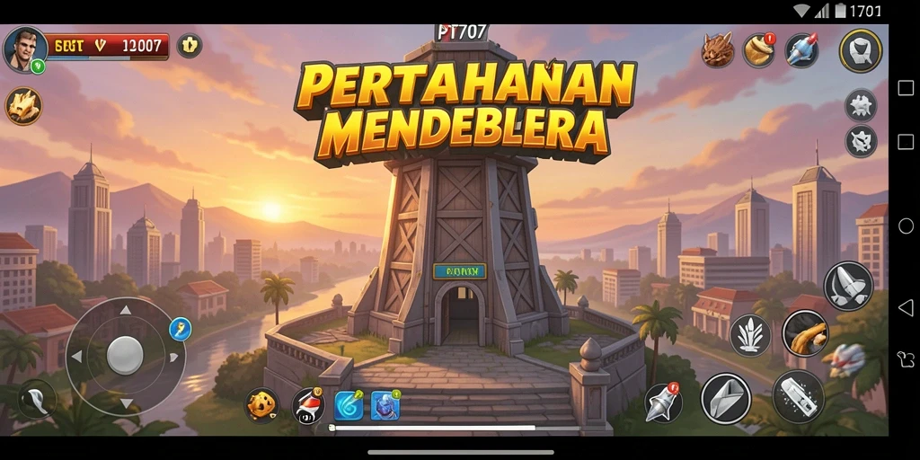 Tampilan menakjubkan gameplay PT707 dalam Tower Defense.