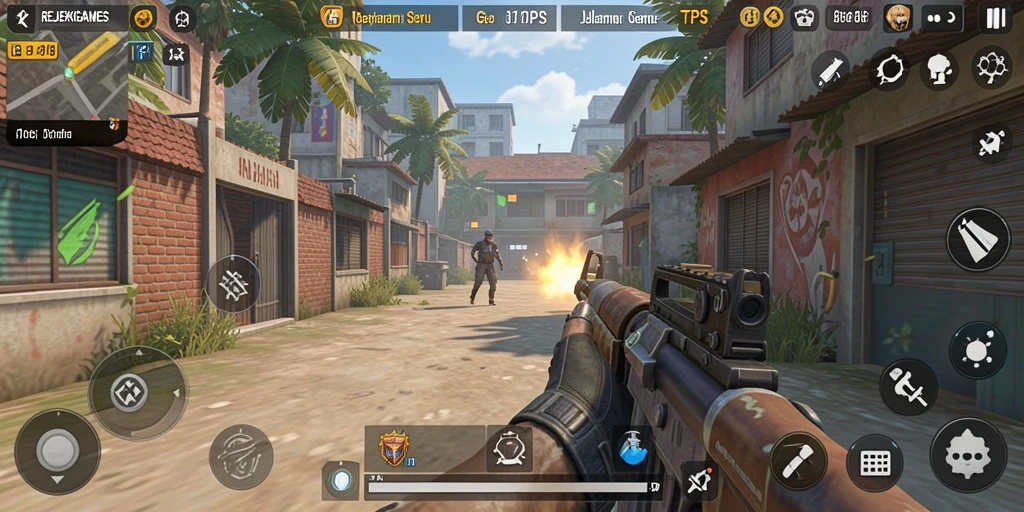 Screenshot utama memperlihatkan aksi seru dalam gameplay TPS.