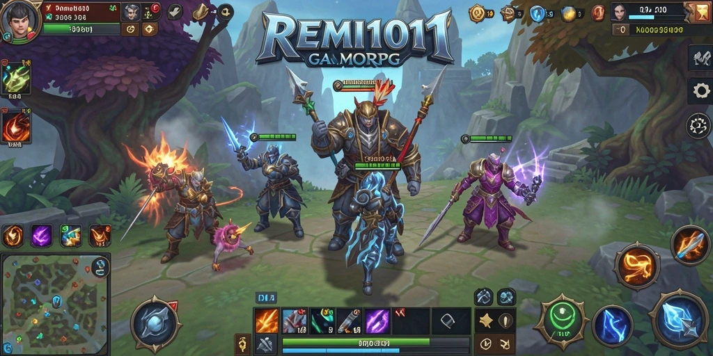 Screenshot REMI101 menunjukkan aksi seru dalam dunia MMORPG yang luas.