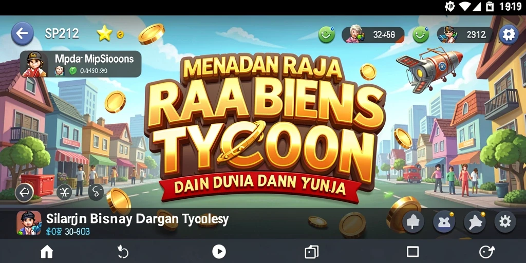 Screenshot gameplay SP212 menunjukkan manajemen bisnis yang menarik.