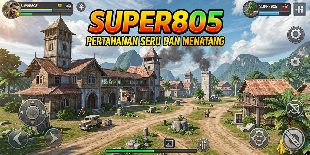 Tampilan gameplay SUPER805 yang seru dan menantang dalam Tower Defense.