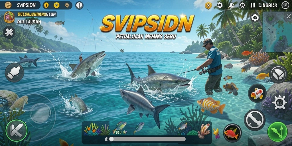 Tampilan seru dari permainan SVIPSIDN saat memancing.