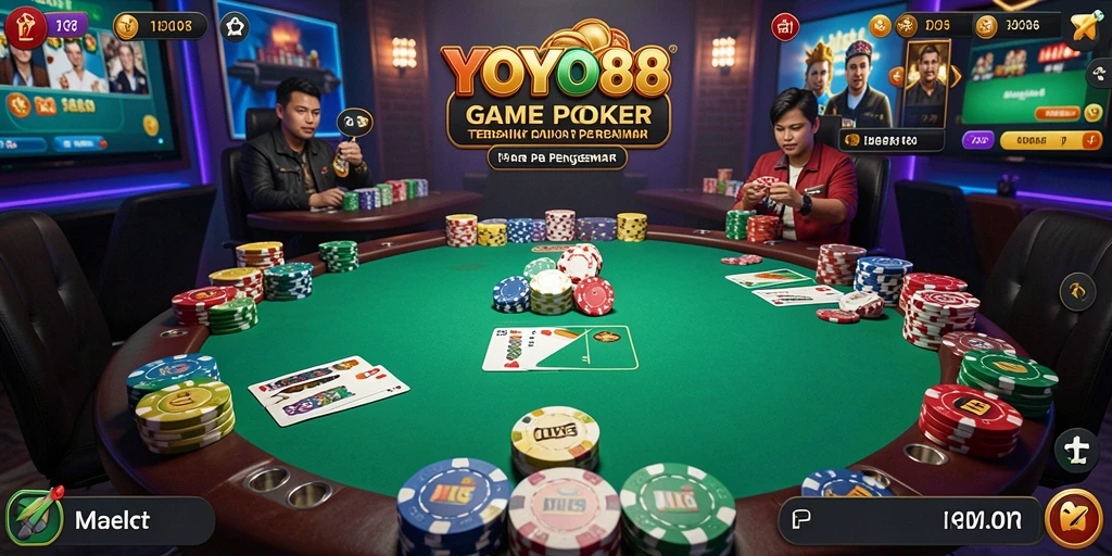 Gameplay mendebarkan di YOYO88 menunjukkan suasana Poker yang seru.